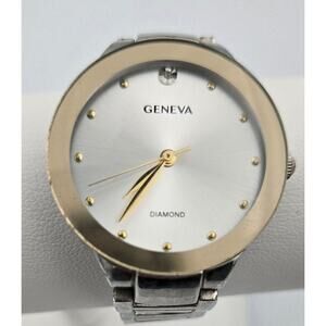 Ladies Geneva Diamond Watch with Silver Tone Band